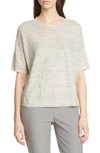 Eileen Fisher Petite Organic Linen Elbow-sleeve Melange Sweater In Pearl