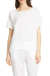 Eileen Fisher Petite Organic Handkerchief Linen Short-sleeve Top In White