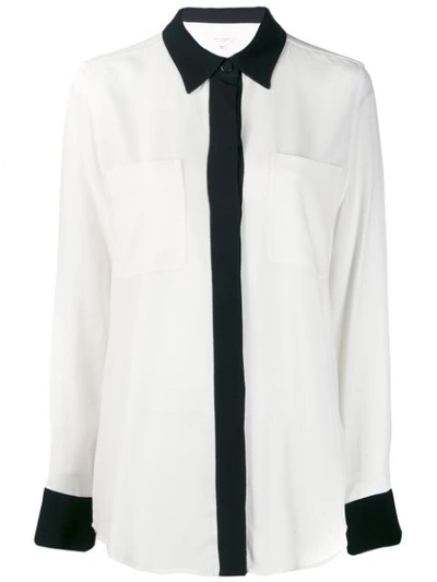 Equipment Austine Contrast-trim Shirt With Pockets In Black & White