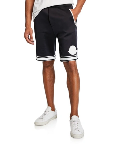 Moncler Men's Contrast-trim Track Shorts In Black