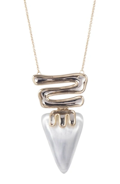 Alexis Bittar Two-tone Sculptural Hinged Pendant Necklace In Silver