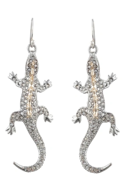 Alexis Bittar Crystal Encrusted Lizard Wire Earrings In Rhodium