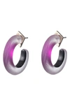 Alexis Bittar Small Thin Hoop Earrings In Fuchsia