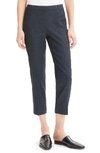 Theory Eco Sharkskin Basic Pull-on Crop Pants In Navy Melange