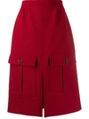Chloé Utilitarian Pocket A-line Skirt In Red