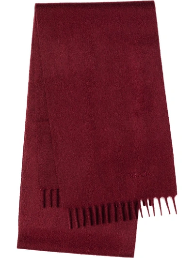Prada Fringed Scarf In Red