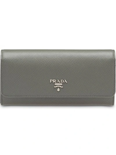 Prada Logo Wallet In Grey