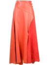 Alejandra Alonso Rojas Buckled Waistband Leather Flared Skirt In Orange