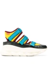 Versace Chain Reaction Cut-out Sneakers In Black,yellow,light Blue