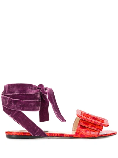 Attico Leather Sandals - Red