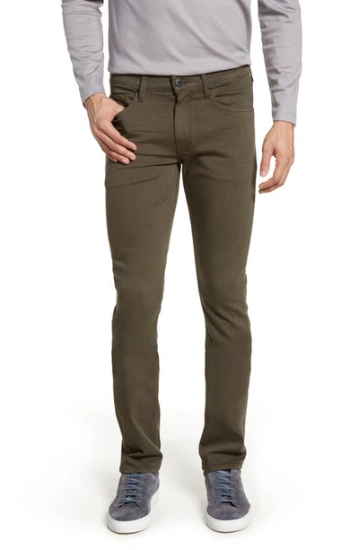 Paige Transcend Lennox Slim Tapered Leg Five Pocket Pants In River Moss