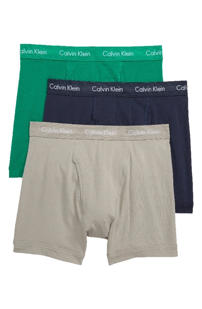 Calvin Klein Cotton Stretch Boxer Briefs, Pack Of 3 In Grey/ Tourney/ Indigo