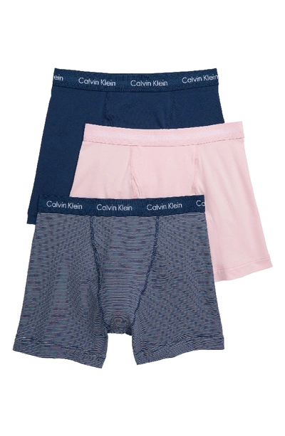 Calvin Klein Cotton Stretch Boxer Briefs, Pack Of 3 In Pink/ Stripe /airforce