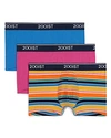 2(x)ist Cotton Stretch No-show Trunks, Pack Of 3 In Bright Stripe/berry/blue Aster