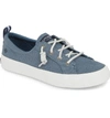 Sperry Crest Vibe Sneaker In Slate Blue Linen Fabric