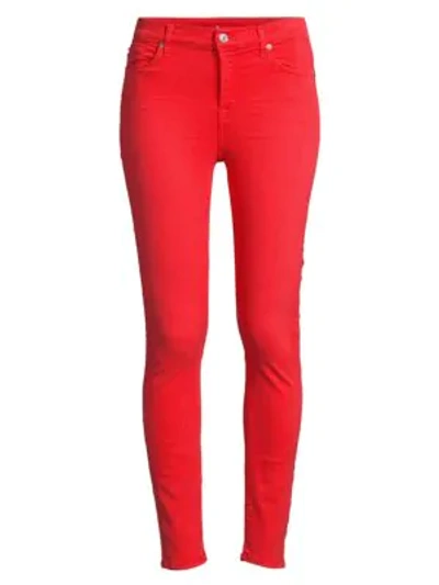 7 For All Mankind High-rise Coloured Skinny Ankle Jeans In Bril Red
