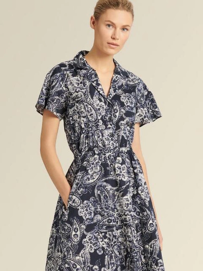 Dkny Donna Karan New York Paisley-print Shirt Dress In Indigo Combo