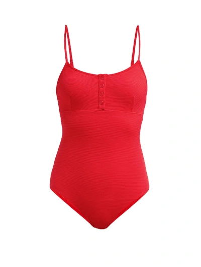 Melissa Odabash Calabasas Press-stud Ribbed Swimsuit In Red