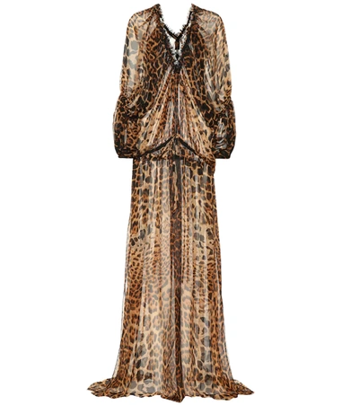 Saint Laurent Leopard-print Maxi Dress In Multicolor