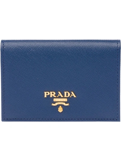 Prada Logo Plaque Wallet - Blue