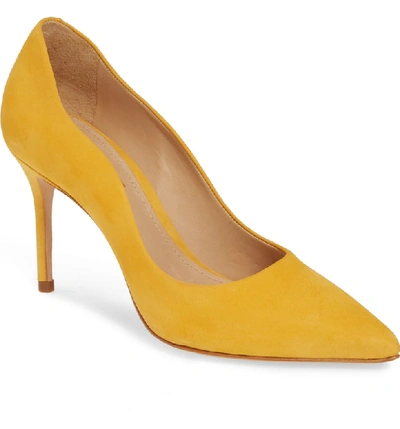 Schutz Analira Scalloped Pump In Mary Gold Nubuck Leather