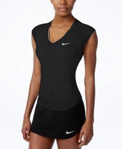 Nike Court Pure Dri-fit Tennis Top In Black/white