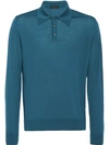 Prada Worsted Wool Polo Shirt In Blue
