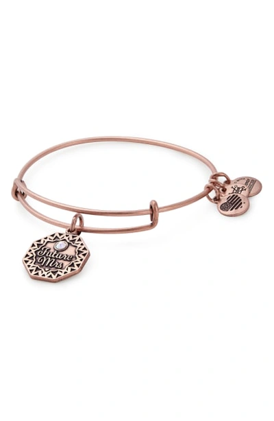 Alex And Ani Future Mrs. Expandable Wire Bangle In Rose Gold