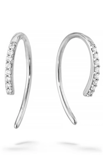 Lana Jewelry Hooked On Diamond Hoop Earrings In White Gold