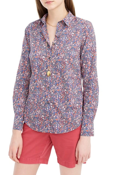 Jcrew Liberty Kayoko Floral Slim Perfect Shirt In Deep Blue Multi