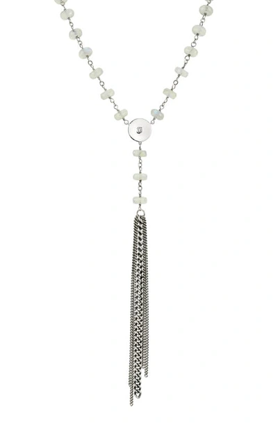 Sheryl Lowe Moonstone & Diamond Tassel Y-necklace