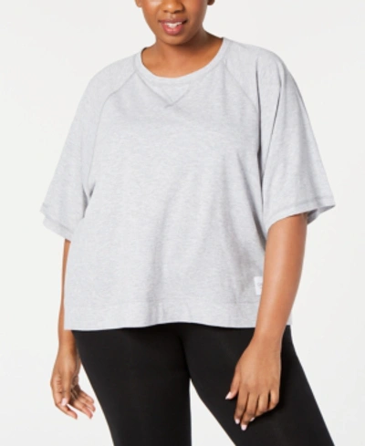 Calvin Klein Performance Plus Size Relaxed Top In Pearl Grey Heather