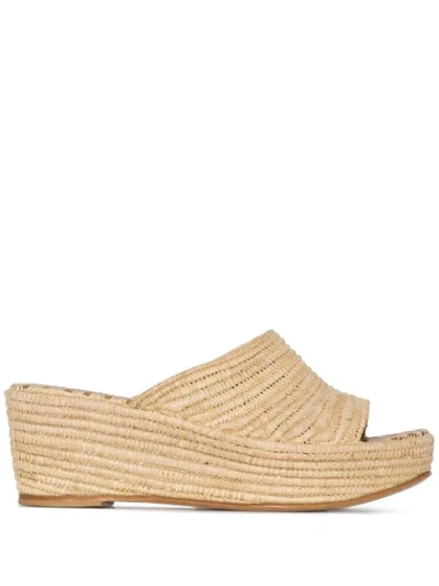 Carrie Forbes Karim Woven Raffia Wedge Sandals In Neutrals