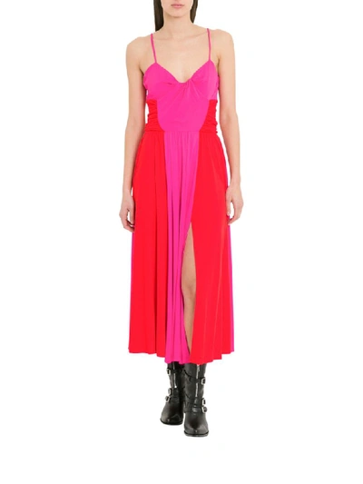 Msgm Two Tone Midi Dress In Fuxia