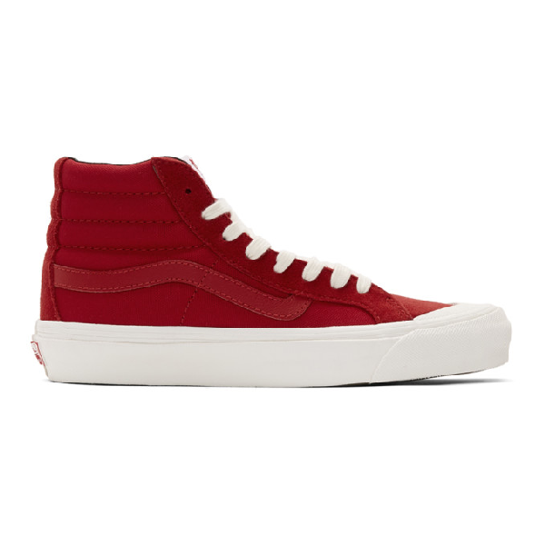 Vans Red Checkerboard Og Style 138 Lx High-top Sneakers In Red/checker ...