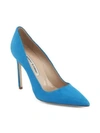 Manolo Blahnik Bb 105 Suede Point Toe Pumps In Blue