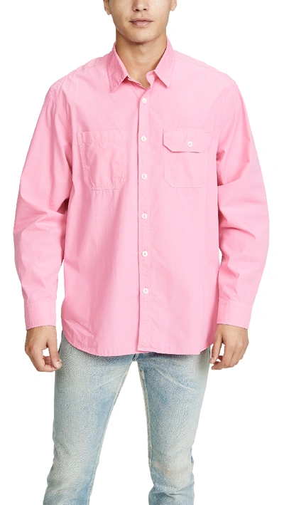 Très Bien Overdye Poplin Work Shirt In Azalea Pink