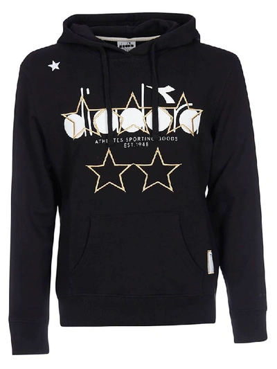 Diadora Embroidered Star Hoodie In Black