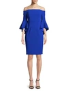 Calvin Klein Off-the-shoulder Ruffled Bell-sleeve Dress In Atlantis