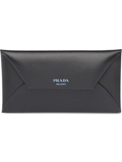 Prada Logo Document Holder In Black