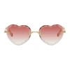 Chloé Rosie Heart-shaped Gold-tone Sunglasses In 823 Coral