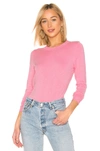 525 America Ribbed Crew Neck Pullover In Seashell Pink