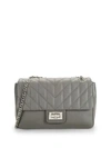 Karl Lagerfeld Agyness Leather Shoulder Bag In Smoke Grey