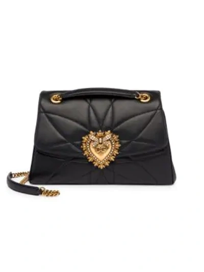 Dolce & Gabbana Devotion Quilted Leather Shoulder Bag In Black