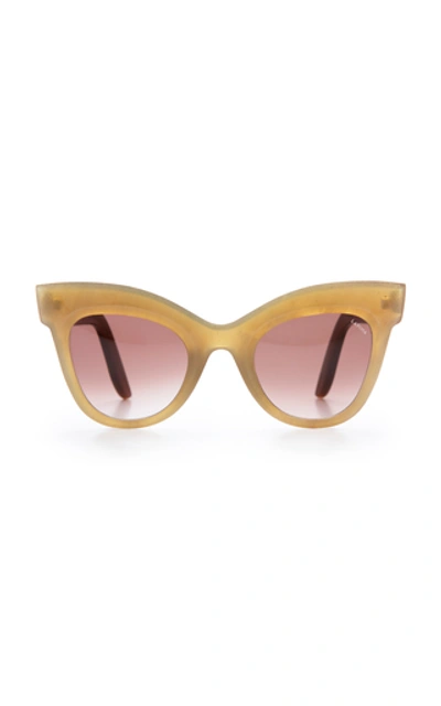 Lapima Exclusive Helena Cat-eye Horn Sunglasses In Brown