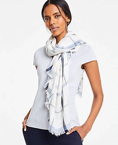 Ann Taylor Plaid Square Scarf In Winter White