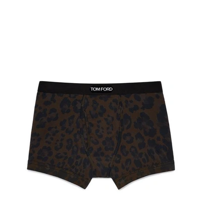 Tom Ford Men's Cotton Leopard-print Boxer Briefs In Dark Brown
