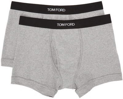 Tom Ford Two-pack Stretch Cotton And Modal-blend Boxer Briefs In Grey