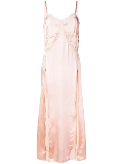 Stella Mccartney Lace-trimmed Silk-satin Midi Dress In 6901 Pink