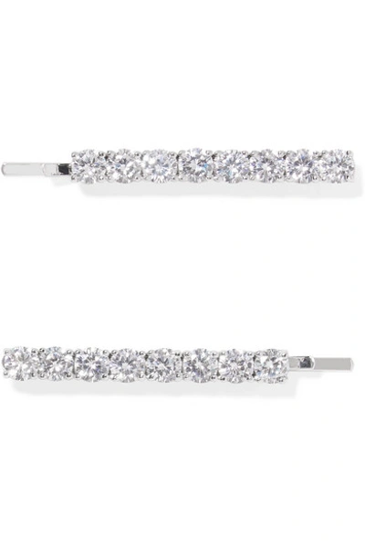 Kenneth Jay Lane Silver-tone Crystal Hair Slides